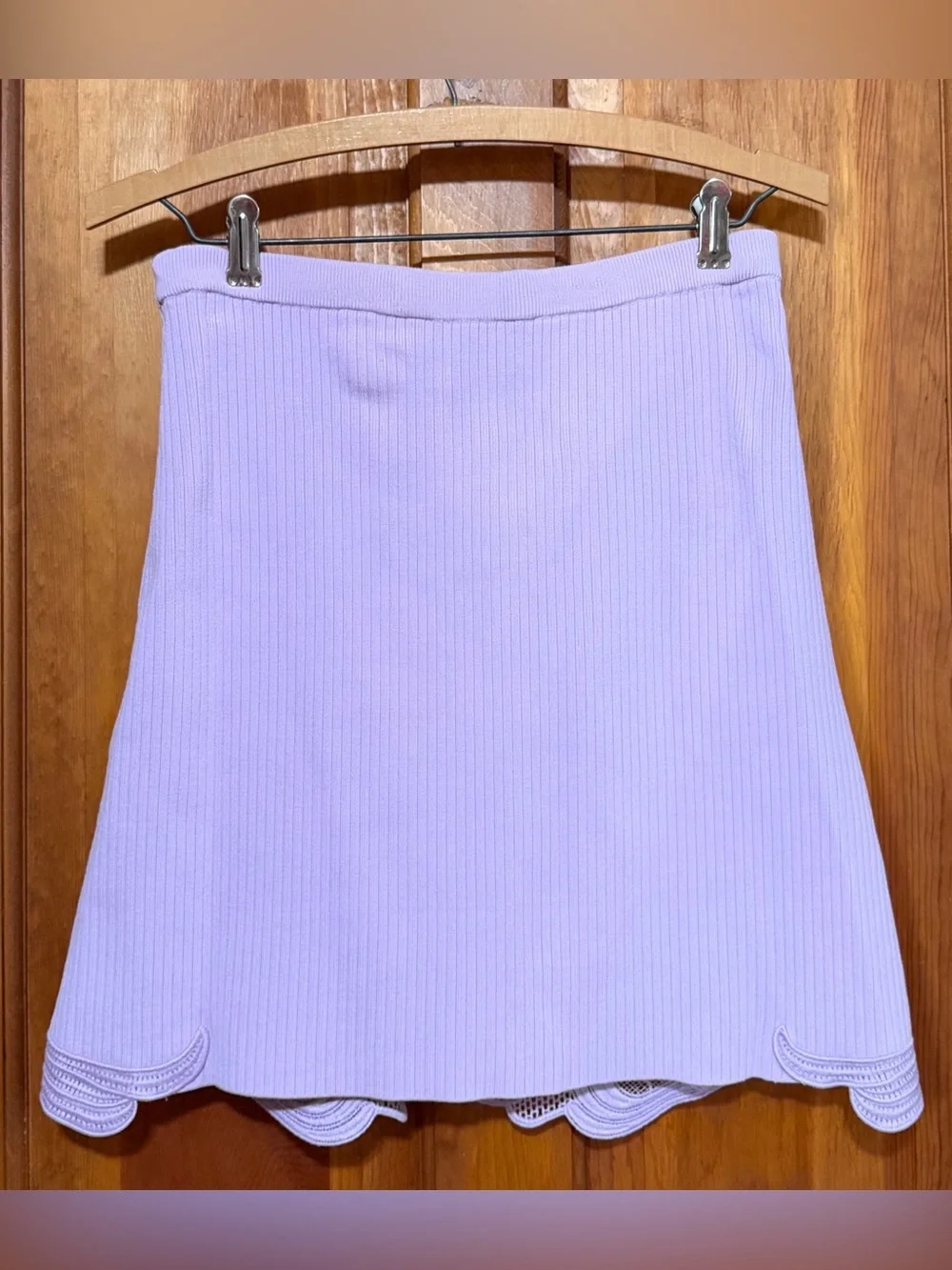 Self-Portrait~Lilac Lace Knit Mini Skirt w/Scallop-Hem~Size Medium~$320~